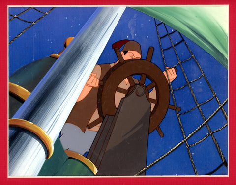 Original production cel -"Sinbad"- by Golden Films 312 MATTED w/original background