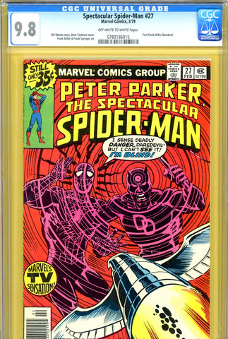 Spectacular Spider-Man #27 CGC graded 9.8 - first Frank Miller Daredevil art - SOLD!