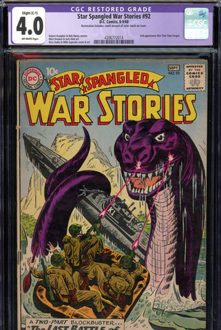 Star Spangled War Stories #92 CGC graded 4.0 - SECOND "War That Time Forgot" story