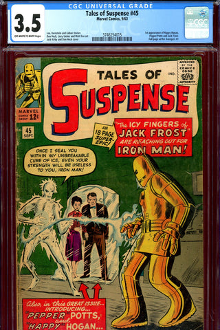 Tales of Suspense #45 CGC graded 3.5 first Happy Hogan/Pepper Potts - SOLD!