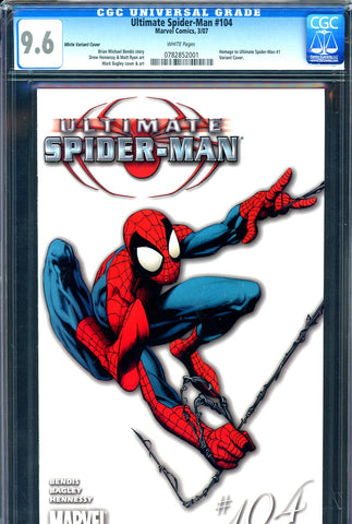 Ultimate Spider-Man #104 CGC graded 9.6 white variant cover 1:100 ratio - SOLD!