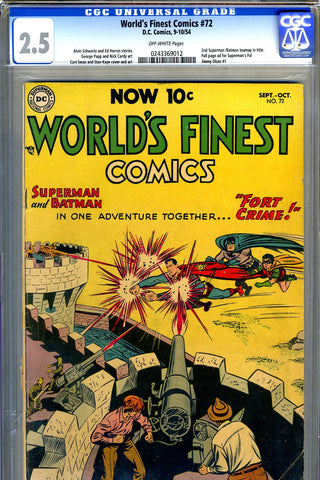 World's Finest #72 CGC graded 2.5 - SCARCE! - SOLD!