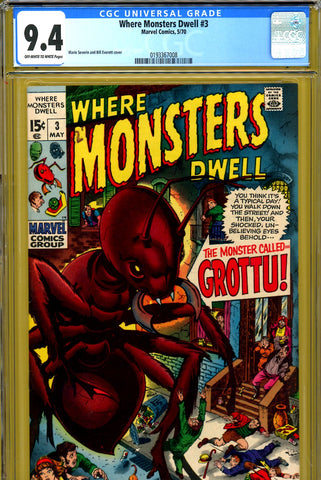 Where Monsters Dwell #3 CGC graded 9.4 - M. Severin and Bill Everett cover