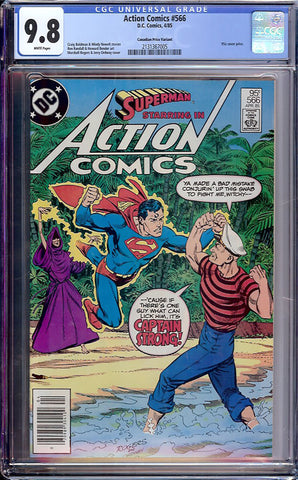 Action Comics #566 CGC graded 9.8 CANADIAN PRICE VARIANT - SINGLE HIGHEST GRADED