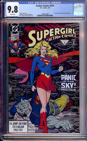 Action Comics #674 CGC graded 9.8  HIGHEST GRADED Supergirl and Brainiac appearance