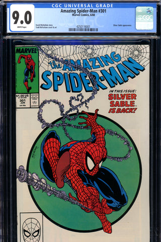 Amazing Spider-Man #301 CGC graded 9.0 Silver Sable appearance - SOLD!