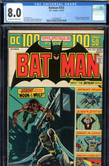 Batman #255 CGC graded 8.0 - death of Professor Milo Adams/Cardy cover