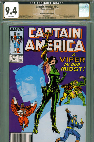 Captain America #342 CGC graded 9.4 PEDIGREE and NEWSSTAND EDITION - SOLD!