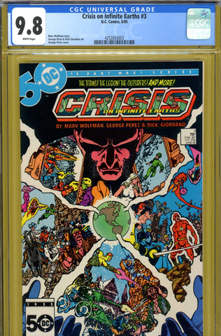 Crisis On Infinite Earths #03 CGC graded 9.8 - HIGHEST GRADED Perez art/cover