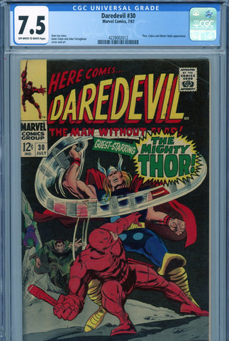 Daredevil #30 CGC graded 7.5 - Thor, Cobra and Hyde cover and story