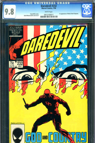 Daredevil #232 CGC graded 9.8 - first appearance of Nuke  Frank Miller story
