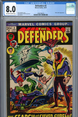 Defenders #2 CGC graded 8.0 - Silver Surfer cover/story