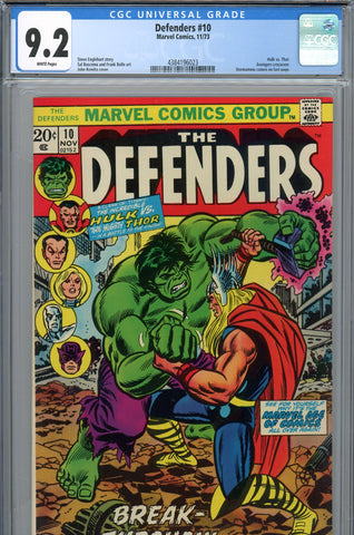 Defenders #10 CGC graded 9.2 - classic Hulk vs. Thor cover