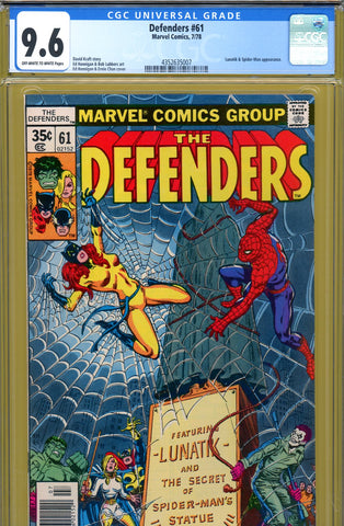 Defenders #61 CGC graded 9.6  Lunatik/Spider-Man appearance