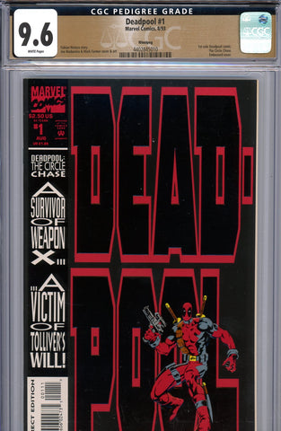 Deadpool #1 CGC graded 9.6 first solo Deadpool comic 1993 - PEDIGREE - SOLD!
