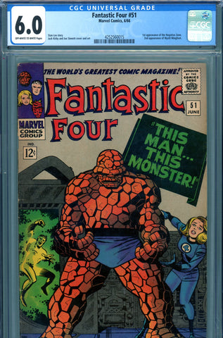 Fantastic Four #051 CGC graded 6.0 classic cover - 1st Negative Zone - SOLD!