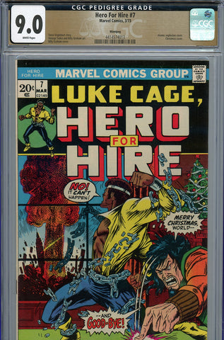 Hero For Hire #7 CGC graded 9.0  Christmas cover PEDIGREE