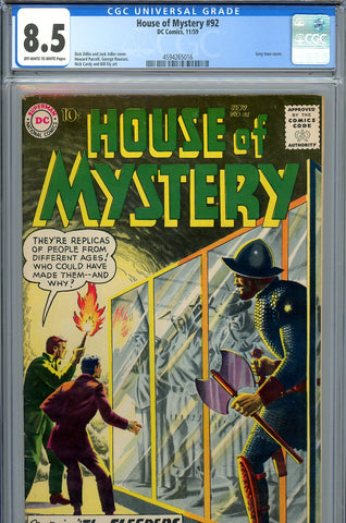 House of Mystery #92 CGC graded 8.5 grey tone cover  scarce in grade Cardy art - 1959