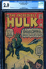 Incredible Hulk #003 CGC graded 2.0 origin Hulk retold - 1st Ringmaster