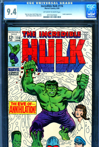Incredible Hulk #116 CGC graded 9.4 Leader cover/story