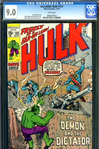 Incredible Hulk #133 CGC 9.0 - Herb Trimpe and Bill Everett cover - 1st Vaclav Draxon - SOLD!