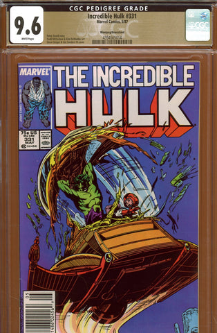 Incredible Hulk #331 CGC graded 9.6  NEWSSTAND PEDIGREE - SOLD!