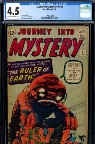 Journey Into Mystery #081 CGC graded 4.5 pre-superhero issue