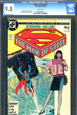 Man of Steel #2 CGC graded 9.8 - Byrne story, cover and art  part of mini-series