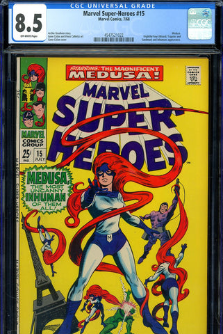 Marvel Super-Heroes #15 CGC graded 8.5  Medusa, Frightful Four and Inhumans appearance - SOLD!