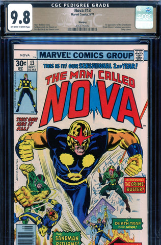 Nova #13 CGC graded 9.8 - HIGHEST GRADED 1st CrImebuster PEDIGREE - SOLD!