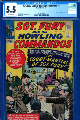 Sgt. Fury #07 CGC graded 5.5 - brief origin of Sgt. Fury
