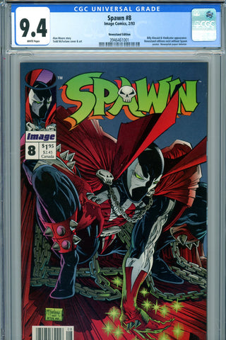 Spawn #08 CGC graded 9.4  NEWSSTAND ED.  newsprint paper interior