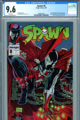 Spawn #8 CGC graded 9.6 - newsprint paper interior