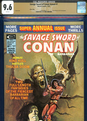 Savage Sword of Conan Annual  #1 CGC graded 9.6 Badia cover PEDIGREE