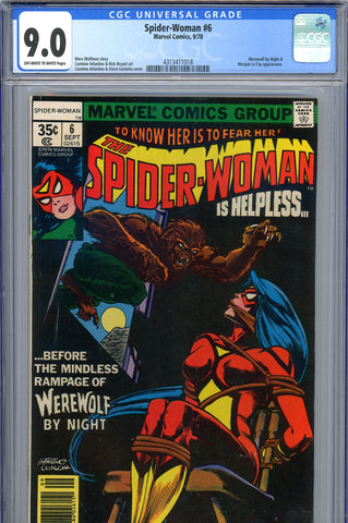 Spider-Woman #6 CGC graded 9.0  Werewolf By Night cover and story