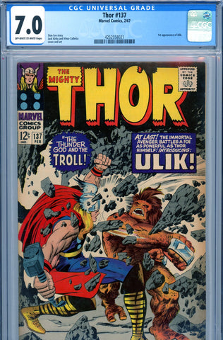 Thor #137 CGC graded 7.0 - first appearance of Ulik
