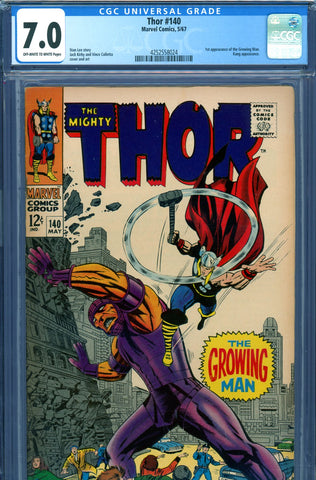 Thor #140 CGC graded 7.0 - first appearance of the Growing Man