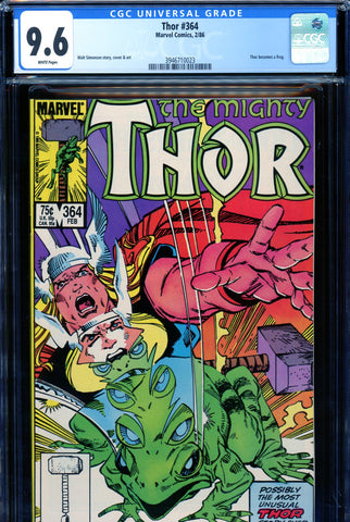 Thor #364 CGC graded 9.6 - Thor becomes a frog  Simonson story, cover and art