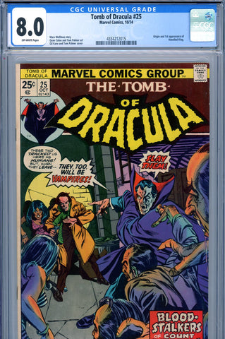 Tomb of Dracula #25 CGC graded 8.0 origin/1st appearance of the Hannibal King - SOLD!