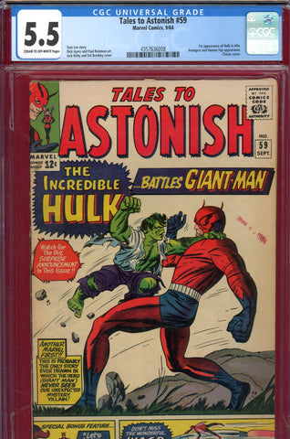 Tales To Astonish #59 CGC graded 5.5 1st appearance of Hulk in title - SOLD!