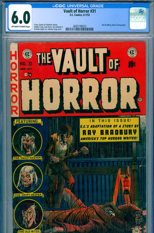Vault Of Horror #31 CGC graded 6.0 Bradbury photo and biography