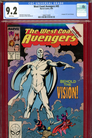 West Coast Avengers #45 CGC graded 9.2 - first white exterior Vision