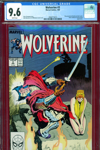 Wolverine #3 CGC graded 9.6 - back cover pin-up by Kevin Nowlan