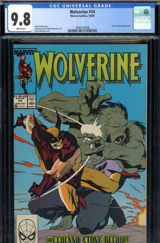 Wolverine #14 CGC graded 9.8 - Jessica Drew appearance  Nowlan cover