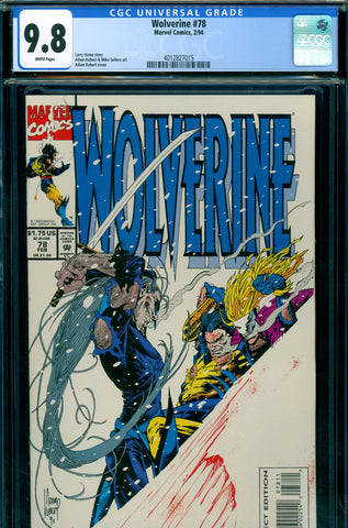 Wolverine #78 CGC graded 9.8 - Adam Kubert cover and art HIGHEST GRADED