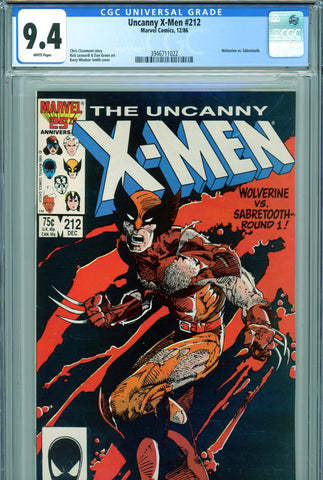 Uncanny X-Men #212 CGC graded 9.4 Wolverine vs. Sabretooth - SOLD!