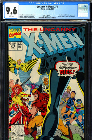 Uncanny X-Men #273 CGC graded 9.6 Gambit, Jubilee and Forge join