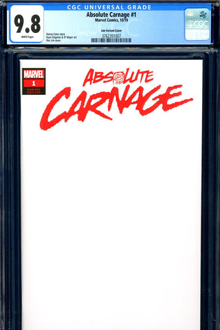 Absolute Carnage #1 CGC graded 9.8 Lim Variant HIGHEST GRADED - SOLD!