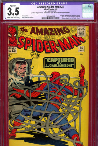 Amazing Spider-Man #025 CGC graded 3.5 first Spider-Slayer Mary Jane cameo - SOLD!