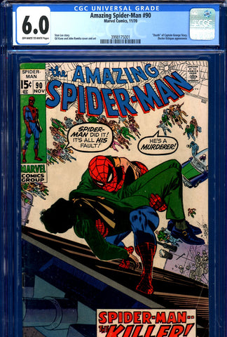 Amazing Spider-Man #090 CGC graded 6.0 "death" of Captain George Stacy